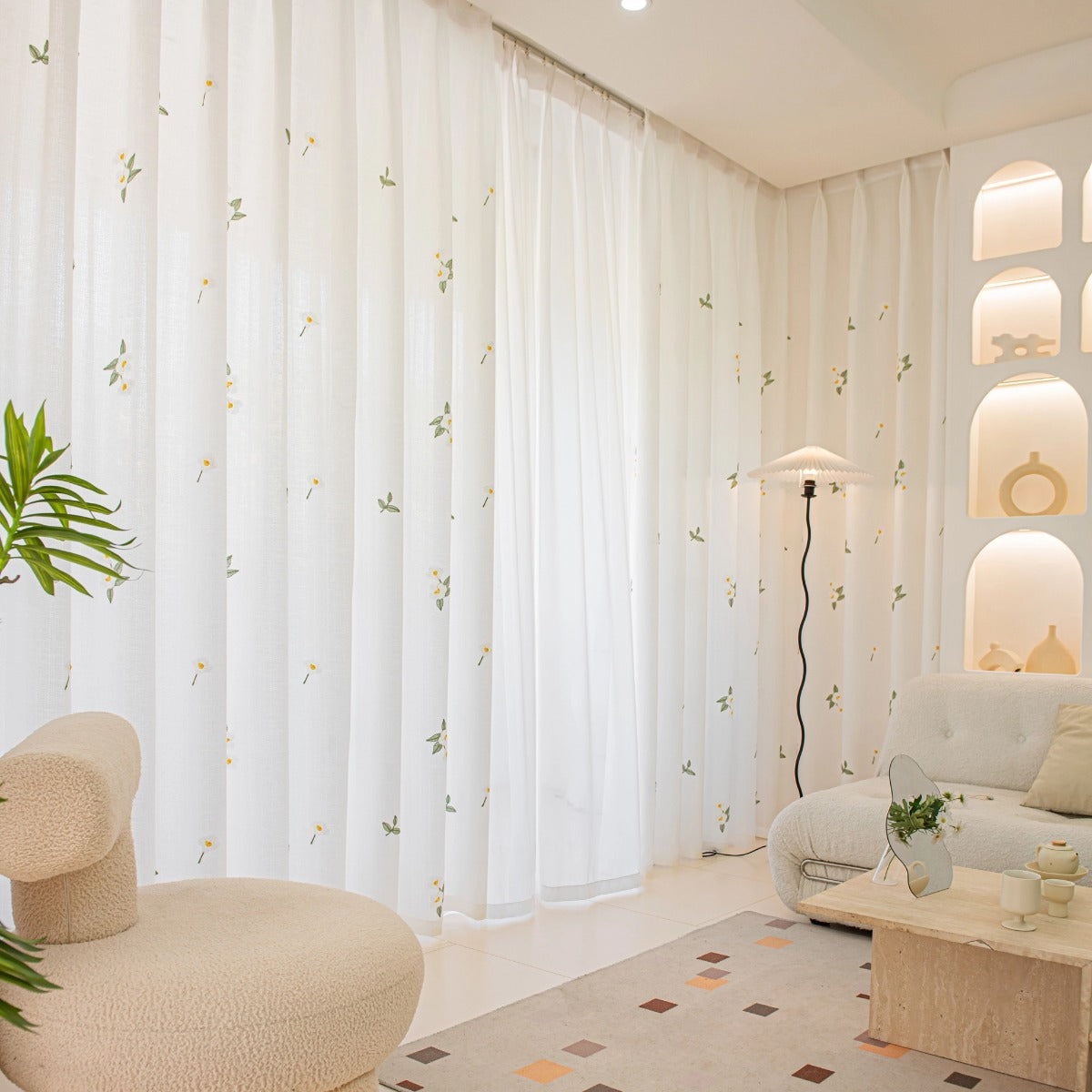 Thick lace curtains that are difficult to see through, with heat insulation, sun protection, and day and night privacy protection DL746909424743