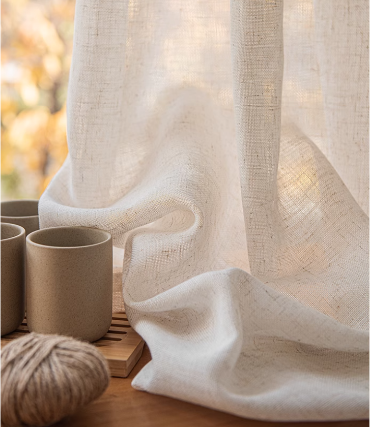 Thick lace curtains that are difficult to see through, with heat insulation, sun protection, and day and night privacy protection DL1002