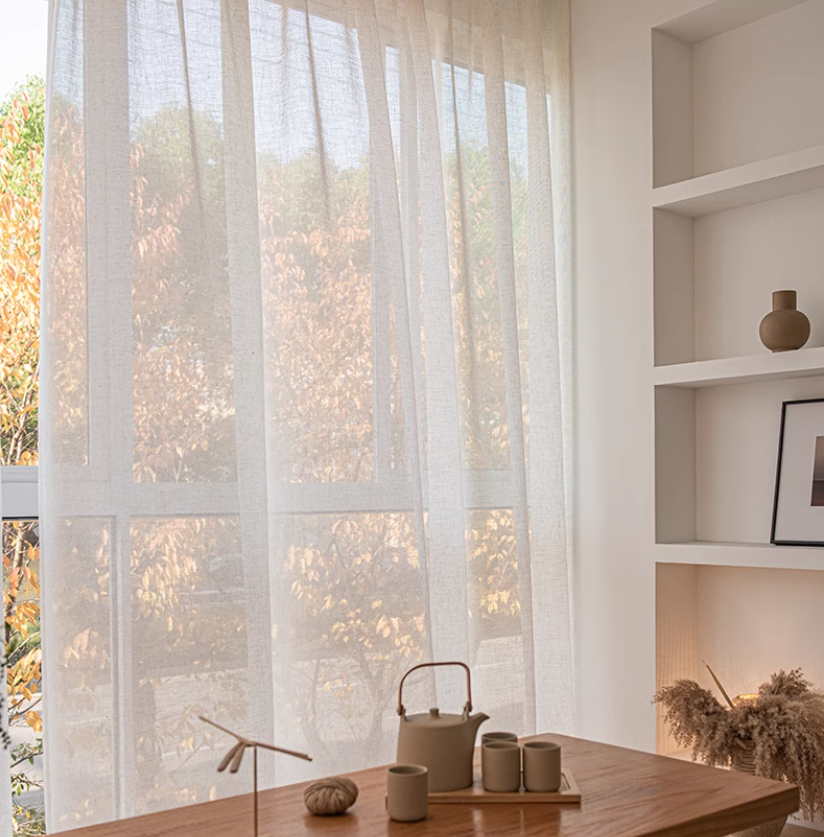 Thick lace curtains that are difficult to see through, with heat insulation, sun protection, and day and night privacy protection DL1002