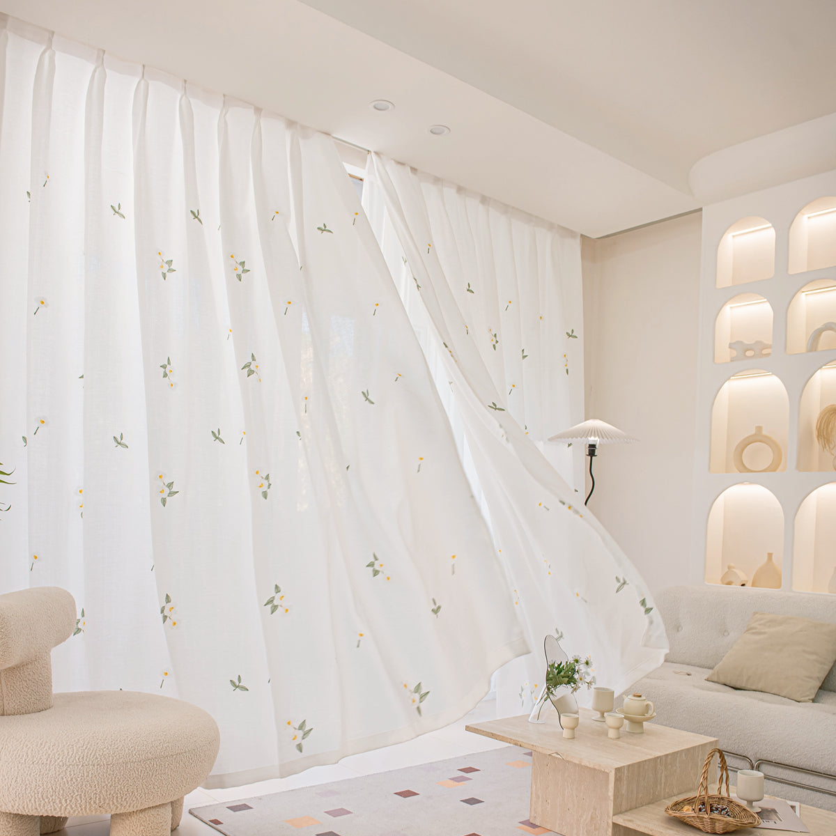 Thick lace curtains that are difficult to see through, with heat insulation, sun protection, and day and night privacy protection DL746909424743