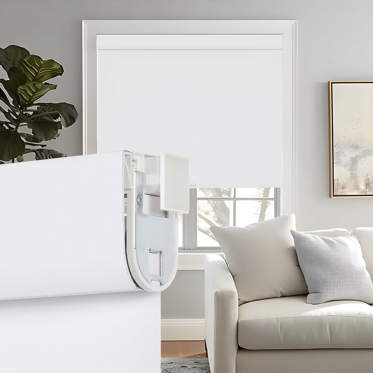 ECO CURTAIN No-Drill Cordless 100% Blackout Roller Shade – Tool-Free, Free-Stop, UV Protection and Insulation