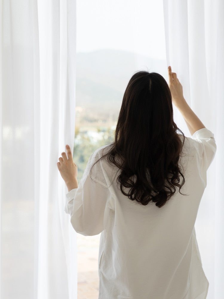 Light-filtering and UV-cut lace curtains, custom size available in 1cm increments DL100001