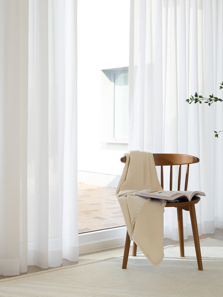 Light-filtering and UV-cut lace curtains, custom size available in 1cm increments DL100001