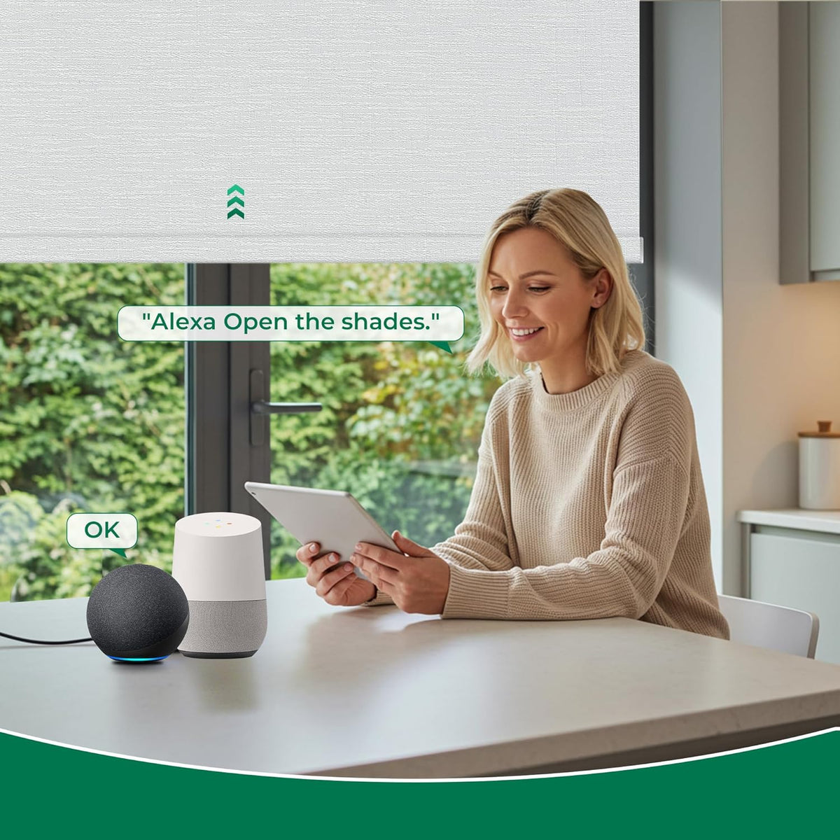 ECO CURTAIN Motorized 100% Blackout Blind with Remote – No-Drill, Tool-Free, Custom Sizes, Optional Gateway for App and Voice Control