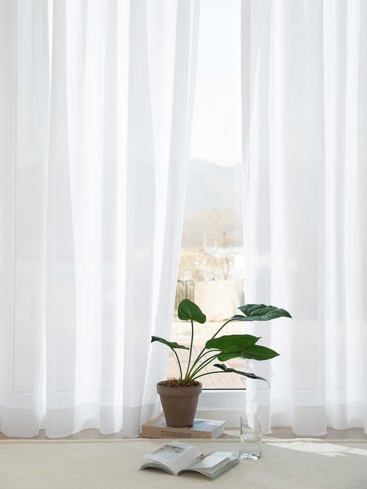 Light-filtering and UV-cut lace curtains, custom size available in 1cm increments DL100001