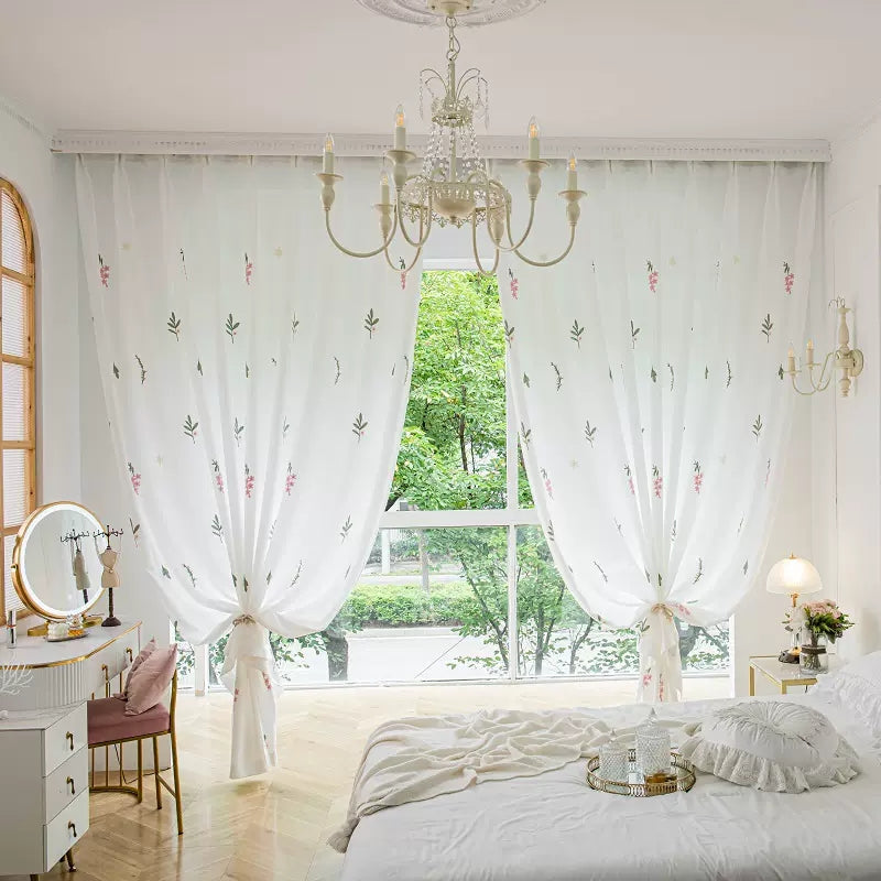 Thick, opaque lace curtains with heat insulation, sun protection, and day and night privacy protection 743814825684