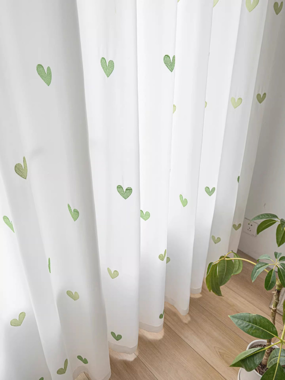 Light-filtering and UV-cut lace curtains, custom size available in 1cm increments DL100001