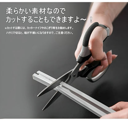 貼り付け式カーテンレール 両面テープ式 自己粘着 ネジ不要・穴あけ不要 簡単取付 天井・正面取付可 1m/2m/3m含む全10サイズ 長さ調節・カット可 耐荷重5kg以上