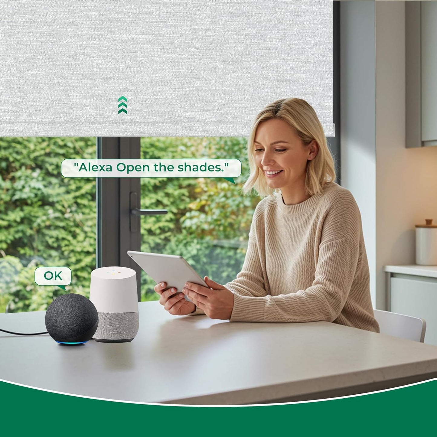 ECO CURTAIN 電動ブラインド（リモコン付属）、穴あけ不要・工具不要、100％遮光のスマートブラインド。 各種窓に対応し、自動昇降が可能。サイズオーダーにも対応。 ゲートウェイを追加することで、スマホ操作・タイマー設定・遠隔操作・音声操作にも対応できます。