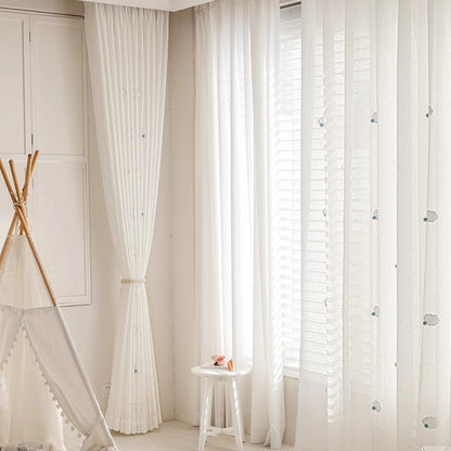 キッズ向けカートゥーン風 雲モチーフ レース シームレスカーテン 861590306049