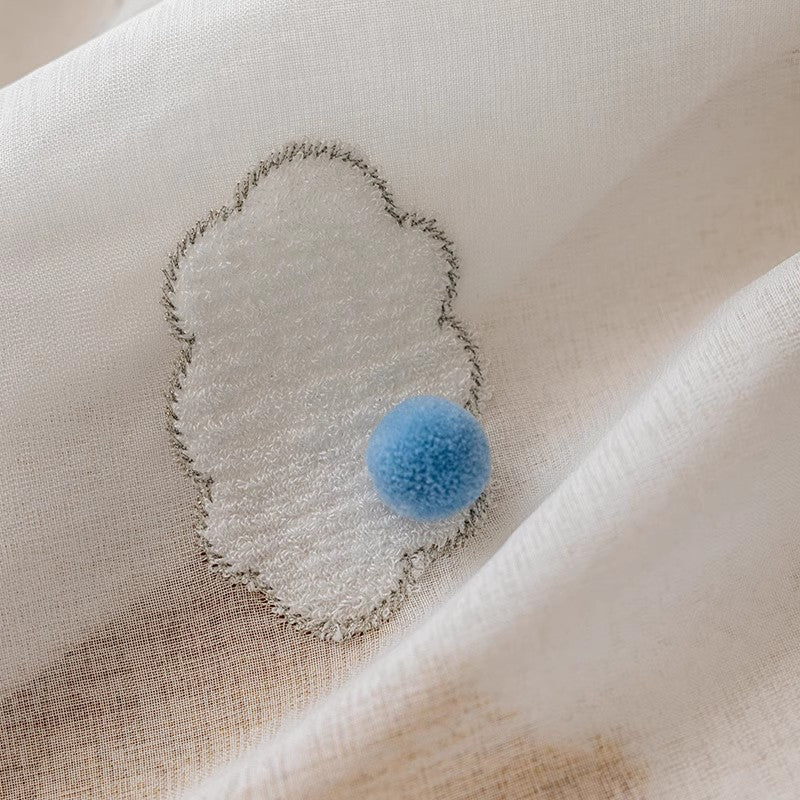 キッズ向けカートゥーン風 雲モチーフ レース シームレスカーテン 861590306049