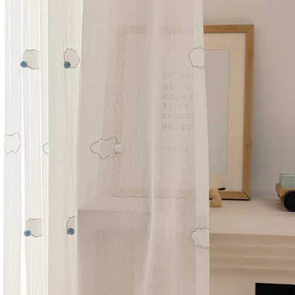 キッズ向けカートゥーン風 雲モチーフ レース シームレスカーテン 861590306049
