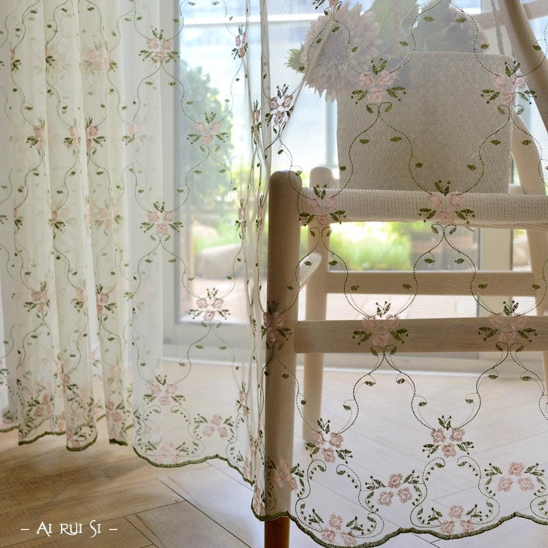 田園風刺繍レースカーテン・高品質シームレス生地 537348390726
