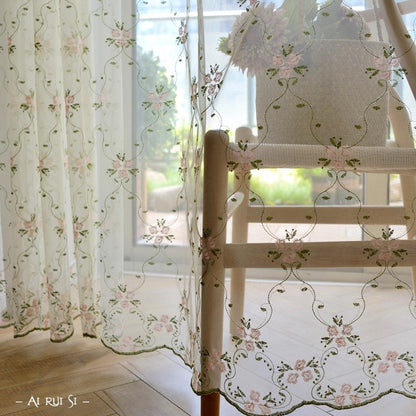 田園風刺繍レースカーテン・高品質シームレス生地 537348390726