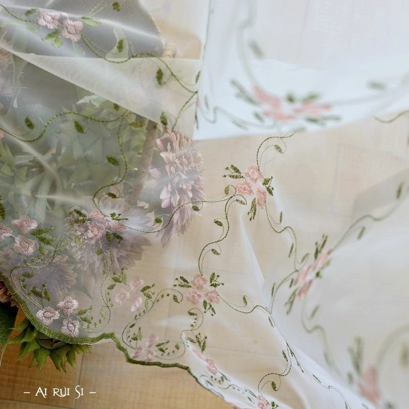 田園風刺繍レースカーテン・高品質シームレス生地 537348390726