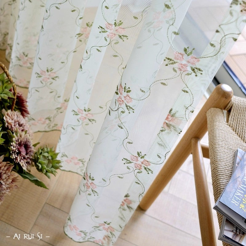 田園風刺繍レースカーテン・高品質シームレス生地 537348390726