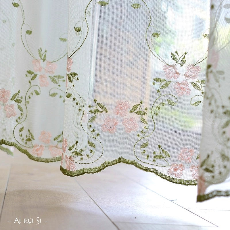 田園風刺繍レースカーテン・高品質シームレス生地 537348390726