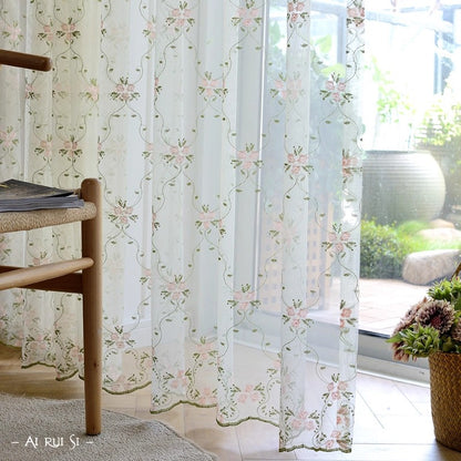 田園風刺繍レースカーテン・高品質シームレス生地 537348390726